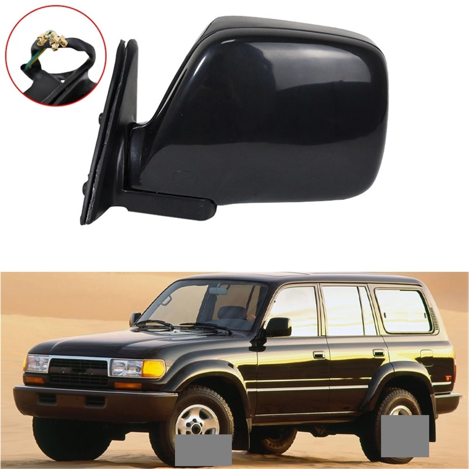 Para Toyota Para Land Para Cruiser 80 LC80 1992-1997 Conjunto Espejo Retrovisor Lateral Para Puerta Exterior Coche 3 Cables Retrovisor Exterior Conjunto(1Electric Left)
