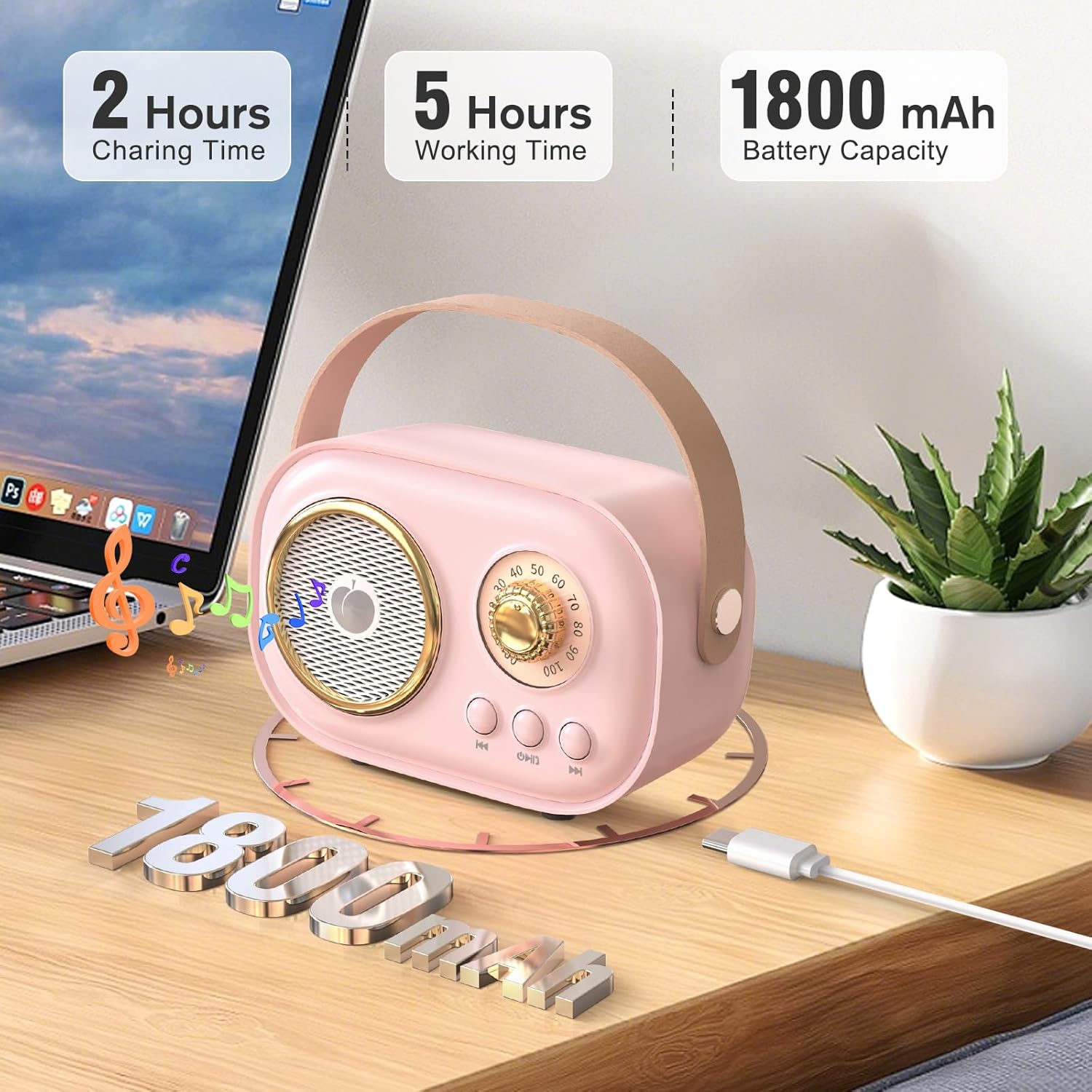 Mini Karaoke Machine,White Elephant Gifts,Stocking Stuffers for Teen, Christmas Gifts for 3-12+ Years Old, Portable Bluetooth Speaker with Wireless Microphone Kids Boys Girls-Pink - Image 7