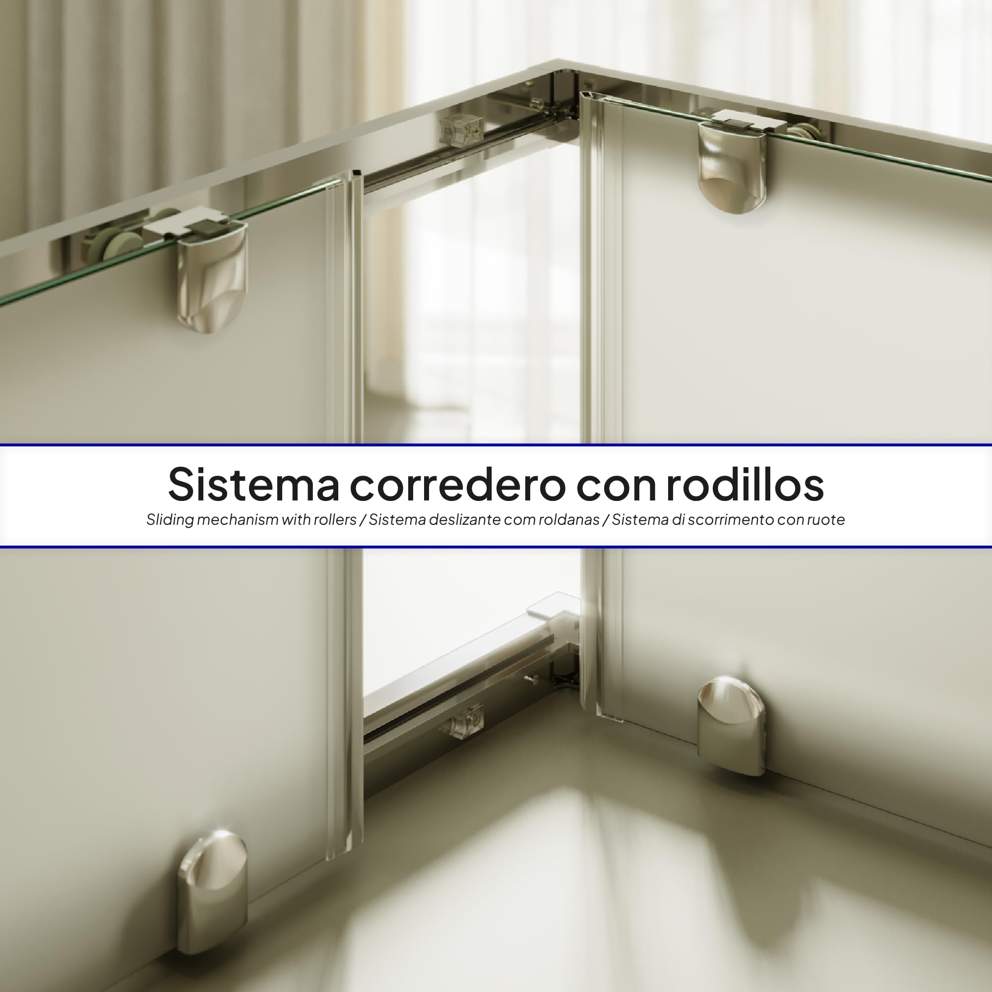 Mampara de Ducha Diana 75x75x190cm | REVERSIBLE | Puerta corredera, Ajuste 72,5-74,5 x 72,5-74,5cm | Perfiles Cromados, cristal de seguridad ESG Satinado de 6mm