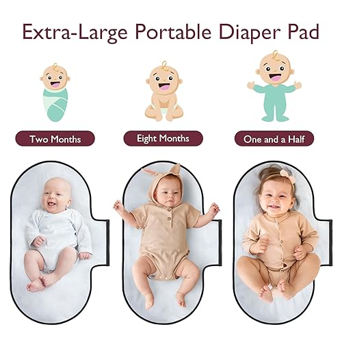 Miniatura 2 de Momcozy Cambiador de pañales 2 en 1, almohadilla de pañales portátil extragrande de 31.4 x 15.7 pulgadas, impermeable y plegable para recién nacidos