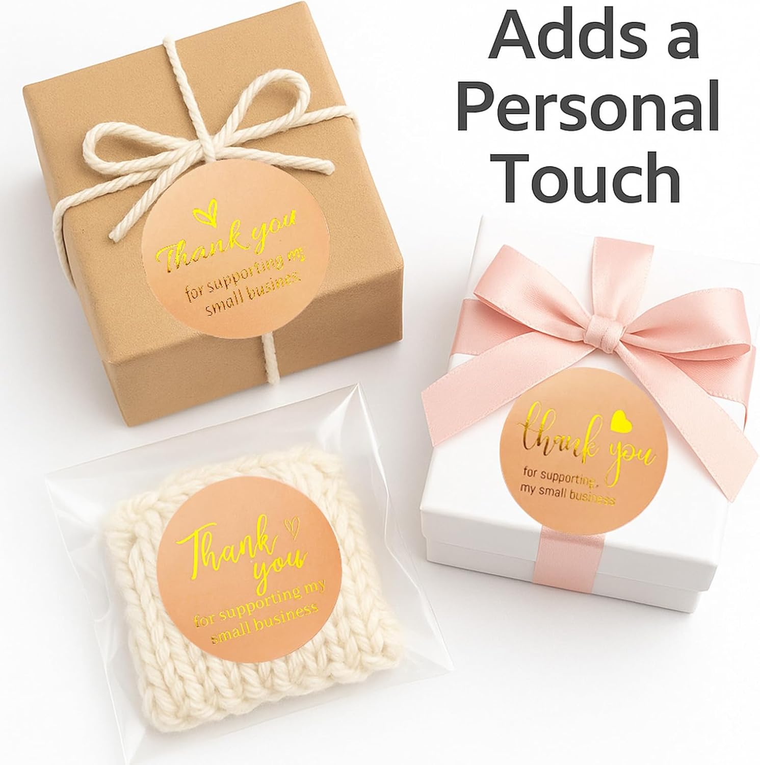 500 Pack 1.5 Inch Round Thank You Stickers Roll, Premium Adhesive Labels for Small Business, Packaging, Gifts, Envelopes,Express Gratitude, Ideal for Customers, Handmade Goods, Durable & Easy Peel (C) - Image 4