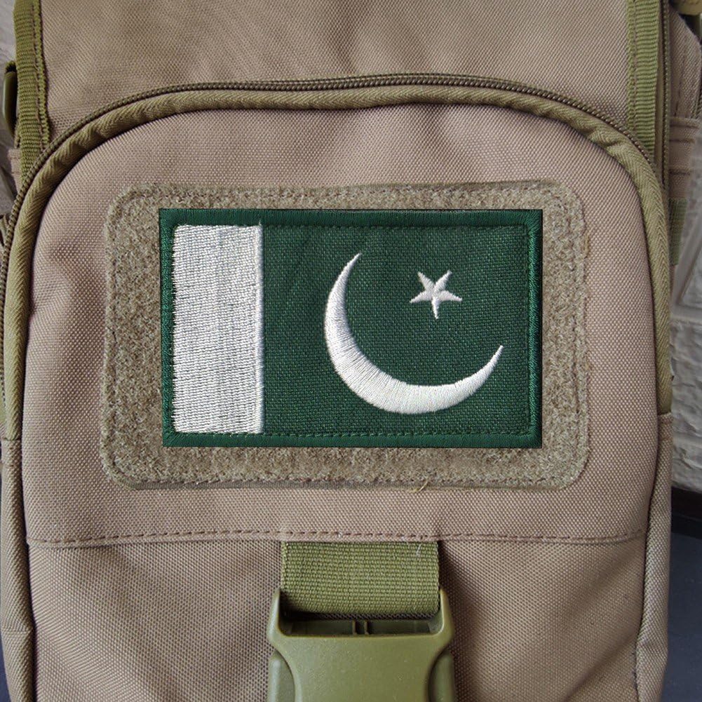 Zestaw 2 haftowanych naszywek z flagą Pakistanu, emblemat wojskowy z haczykiem, na kapelusze, plecak, odzież, mundury
