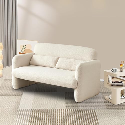 Miniatura 4 de VASOENY Sofá biplaza de 59.06 pulgadas, sofá de tela de cordero Sherpa de 2 plazas, cómodo asiento de dos plazas tapizado, moderno sofá de ocio con