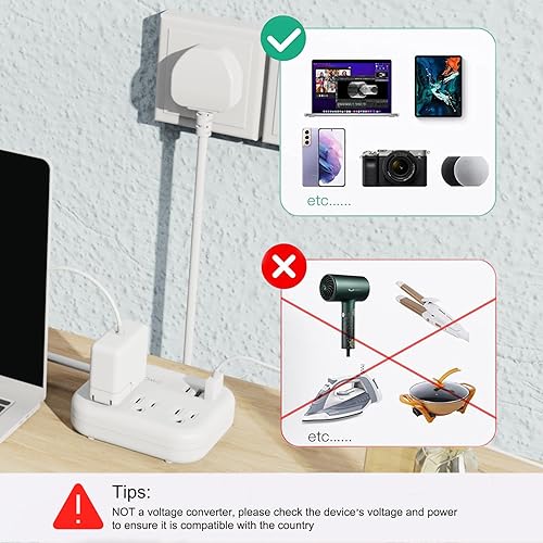 Miniatura 7 de UK Ireland Travel Plug Adapter, WRXDMC US to UK Plug Adapter, Type G Travel Converter with 3 Outlets 3 USB(1 USB C Port), Power Adapter for US to