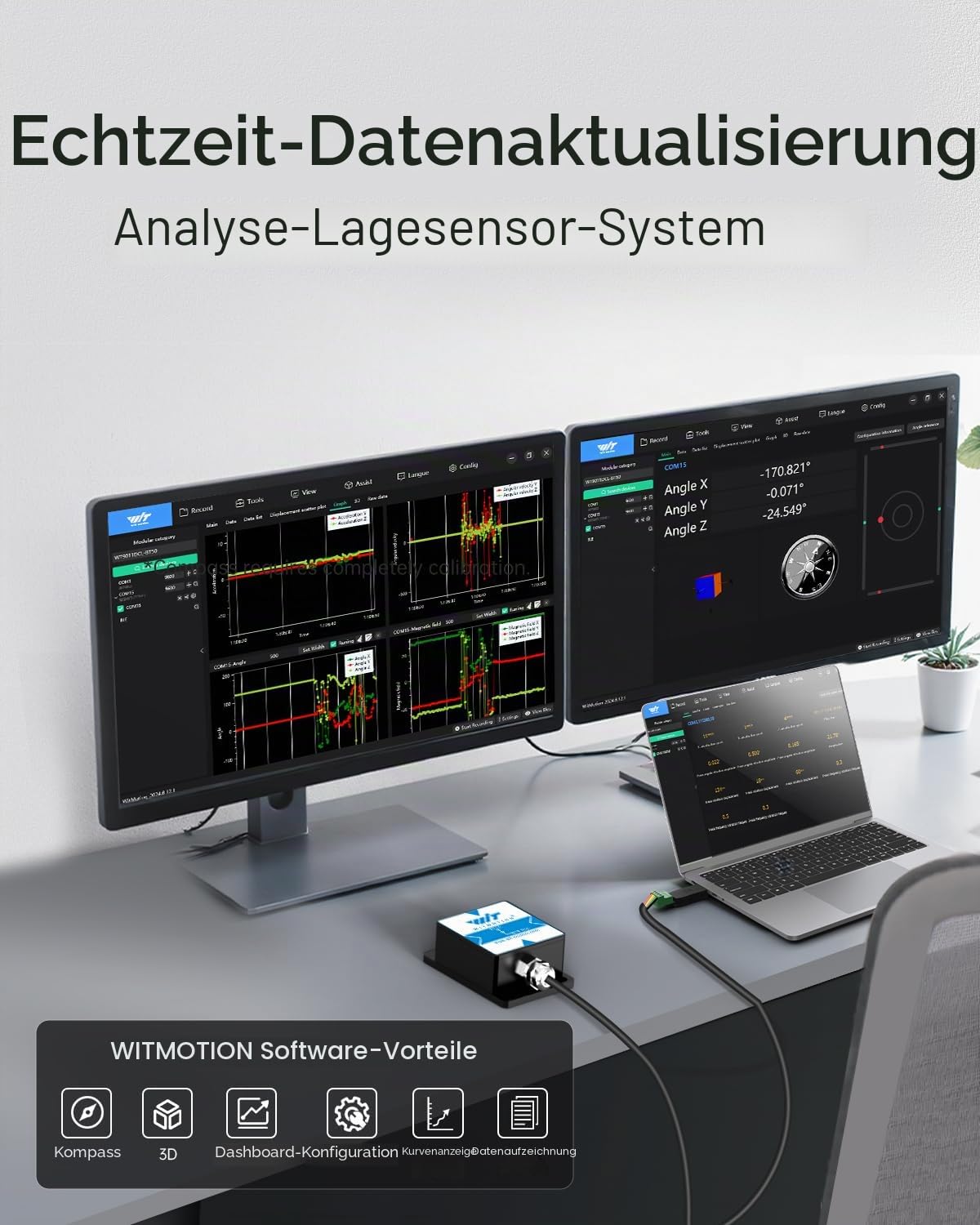 [Hochpräziser 0,1°-Beschleunigungsmesser] HWT901B-RS485 3-Achsen-Beschleunigungsmesser + Gyroskop + Neigungsmesser + Digitalkompass + Luftdruck + Höhe, 9-Achsen-Beschleunigungssensor, IMU-Sensor