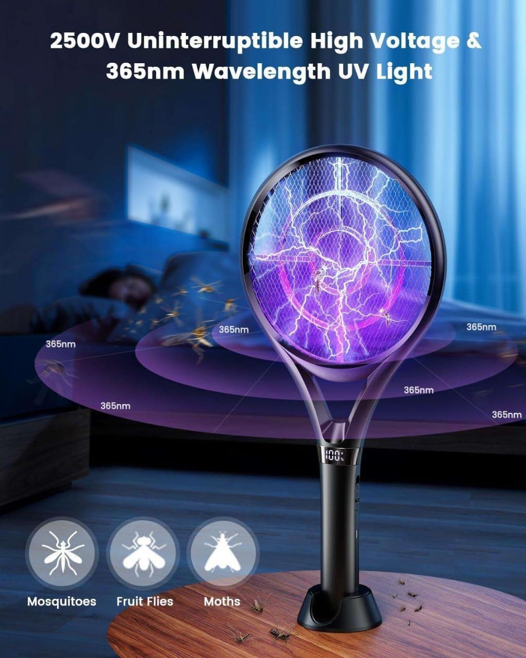 Eagle SIAL 2500V Electric Bug Zapper with UV Light, High Voltage Insect Killer, 365nm Wavelength, Indoor Mosquito, Fruit Fly and Moth Eliminator