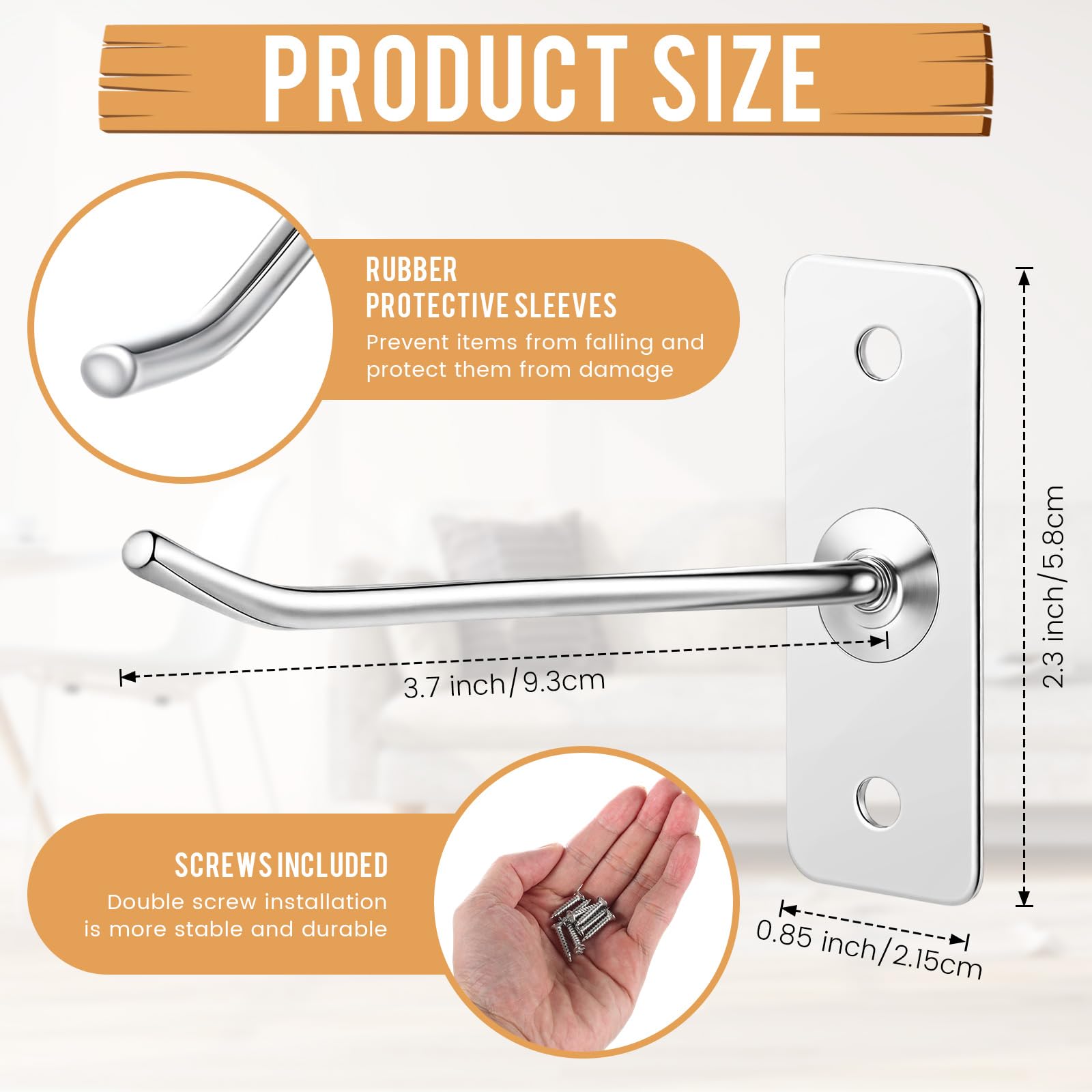 Blulu 100 ganchos individuales de acero inoxidable para colgar en la pared, de metal plateado, para el hogar, garaje, organizador de almacenamiento, tienda minorista, cocina, 3.6 pulgadas