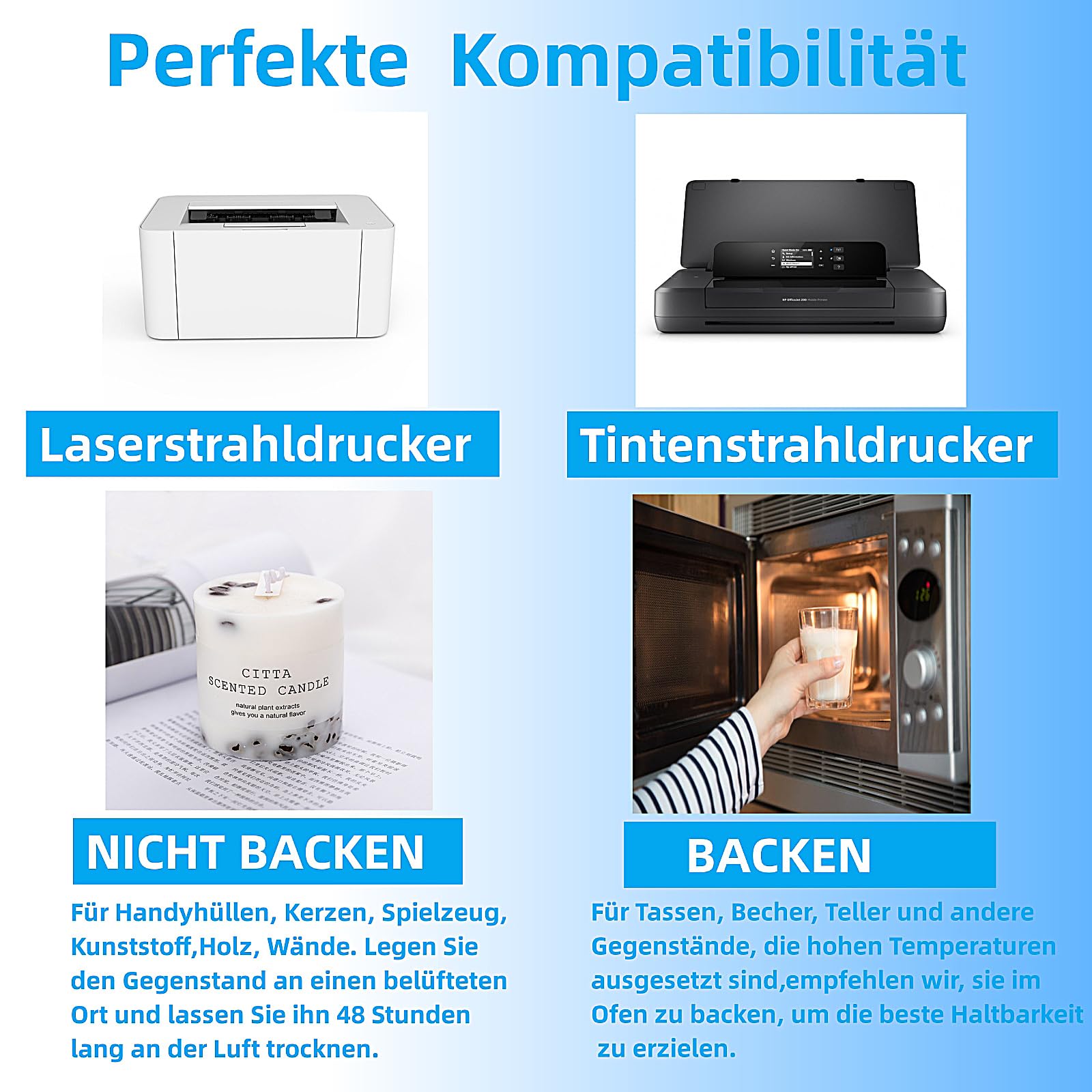 Papel Transfer al Agua Transparente, Papel Calcomanía para Imprimir 15 Hojas A4 Waterslide Decal Paper para Impresora Láser & Inyección de Tinta, Papel de Transferencia Imprimible para Tazas