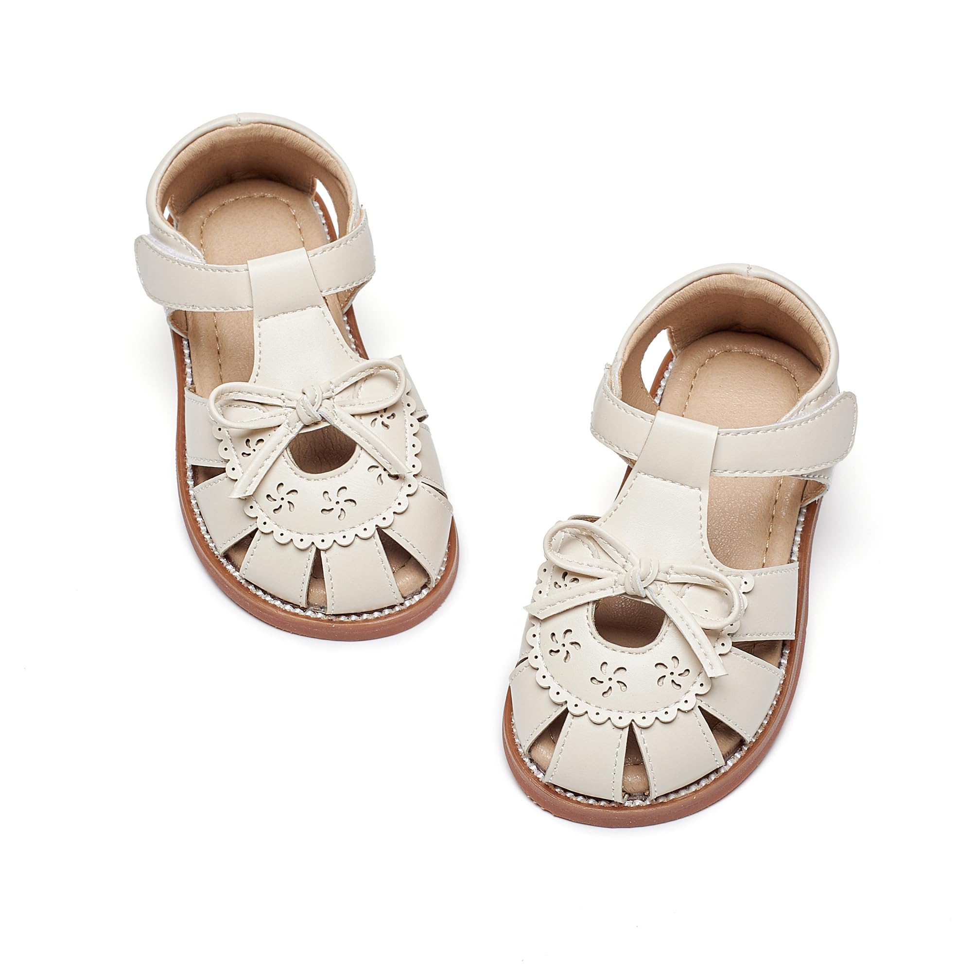 Kiderence Toddler Flower Girl Sandals Close Toe Dress Shoes Wedding Party | Hook and Loop,Non Slip Lightweight Sandals for Beach,Water Play and Daily Wear
