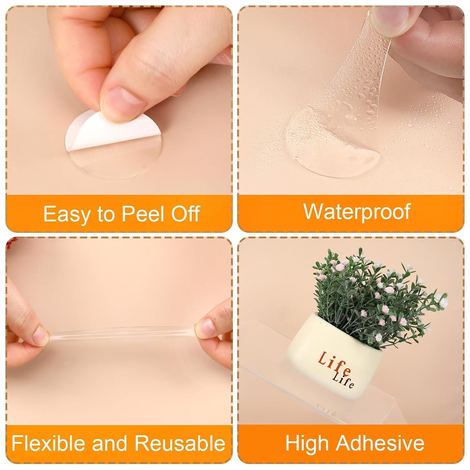 JANYUN 560 Pcs Sticky Dots,20 mm Square Putty Clear Double Sided Tape image 4