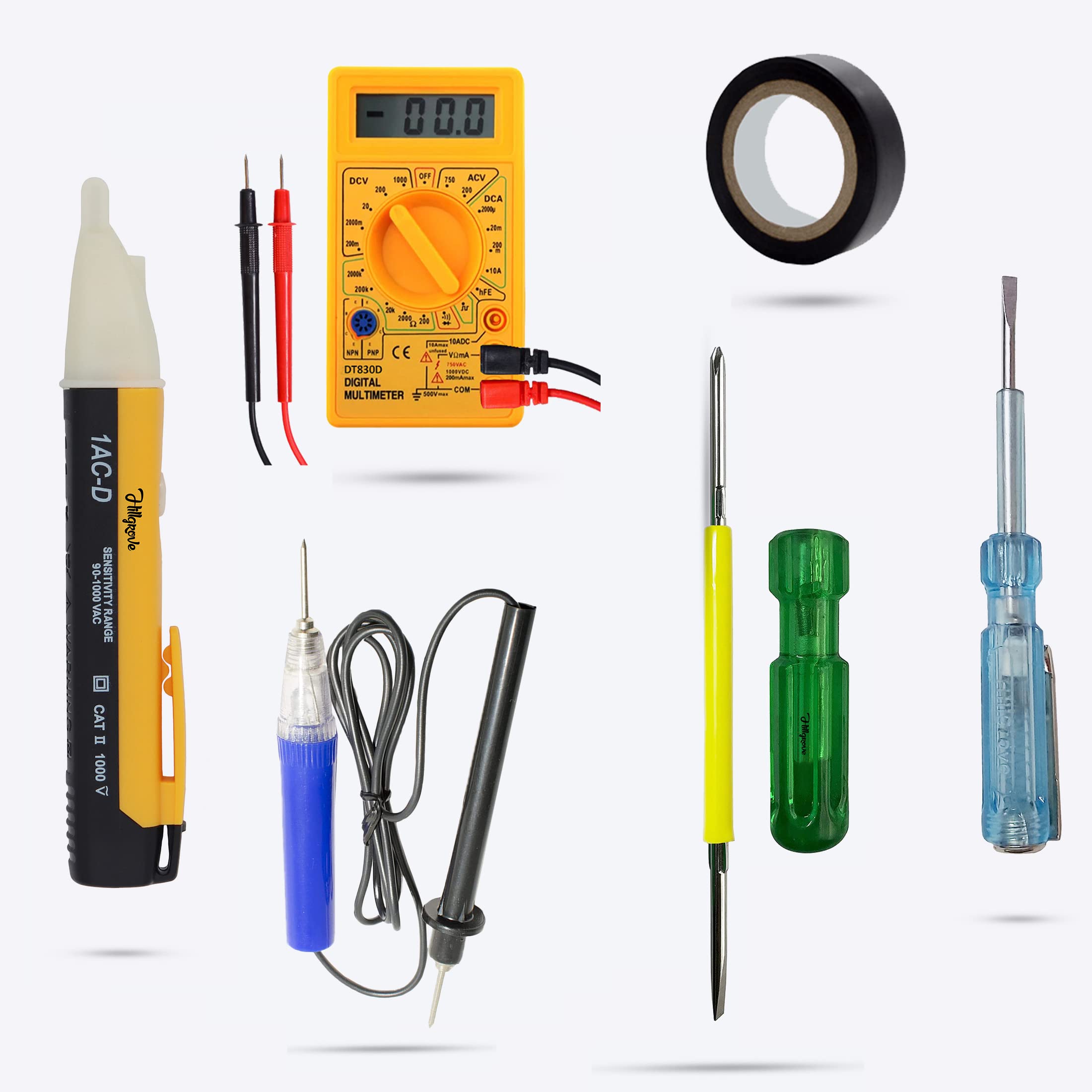 Hillgrove HGCM434M1 Electrical Non Contact Voltage Tester with Electrical Tape+Line Tester+Digital Multimeter+Continuty Tester+2in1 Screwdriver (B0B7R8JPN7) Amazon Price History, Amazon Price Tracker