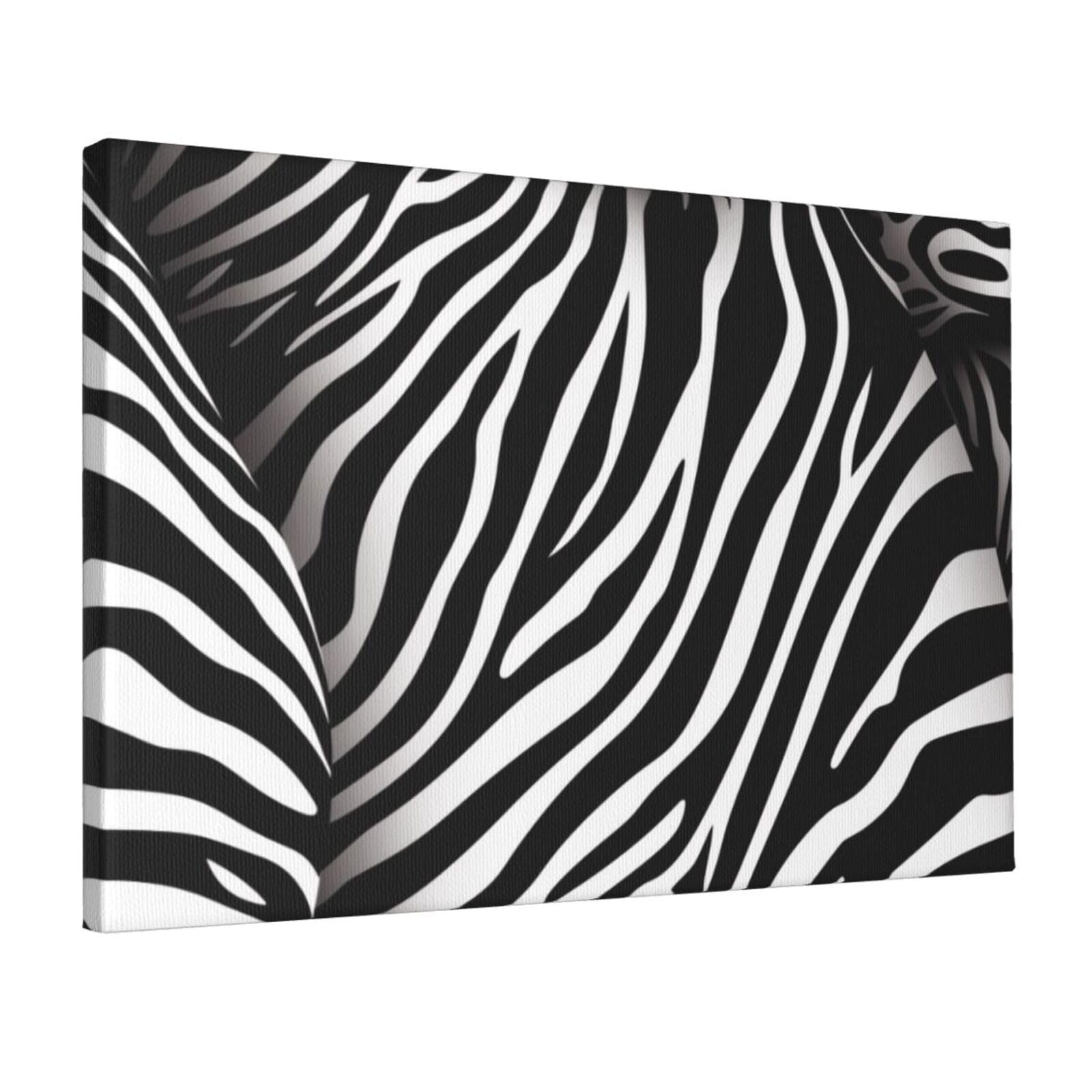 YKLJG Zebra Print Printed Wall Art Canvas Prints 45x30 CM Wooden Framed Picture Painting Artwork for Bedroom Kitchen Home Office Decor
