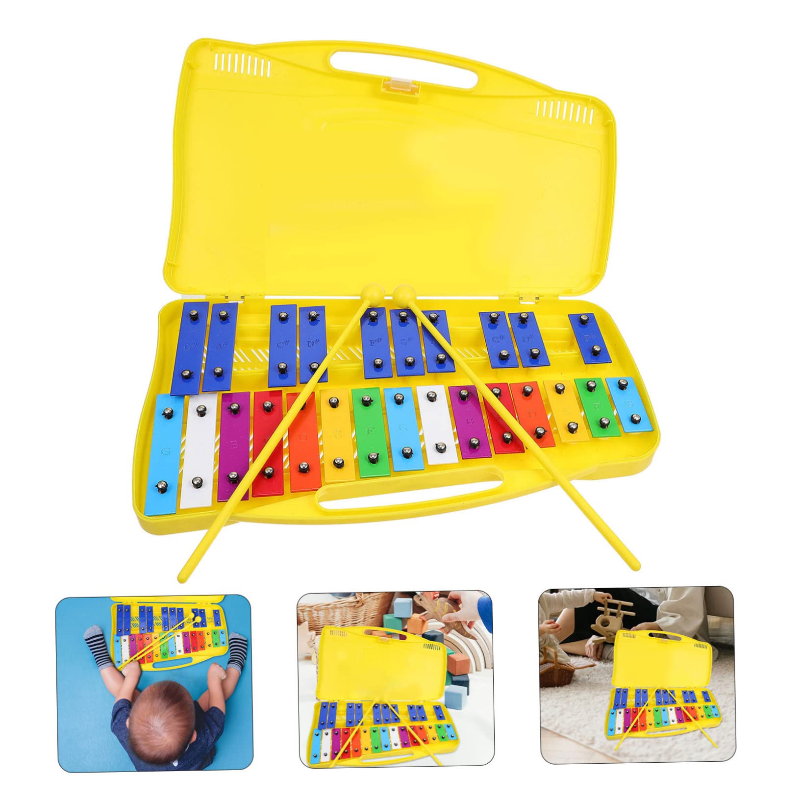 Metalófono Infantil de 25 Notas con Placa de Hierro Azul | 1 Juego, Superficie Lisa y Segura para Piel del Ñiño, Instrumento Orff para Aprendizaje Musical