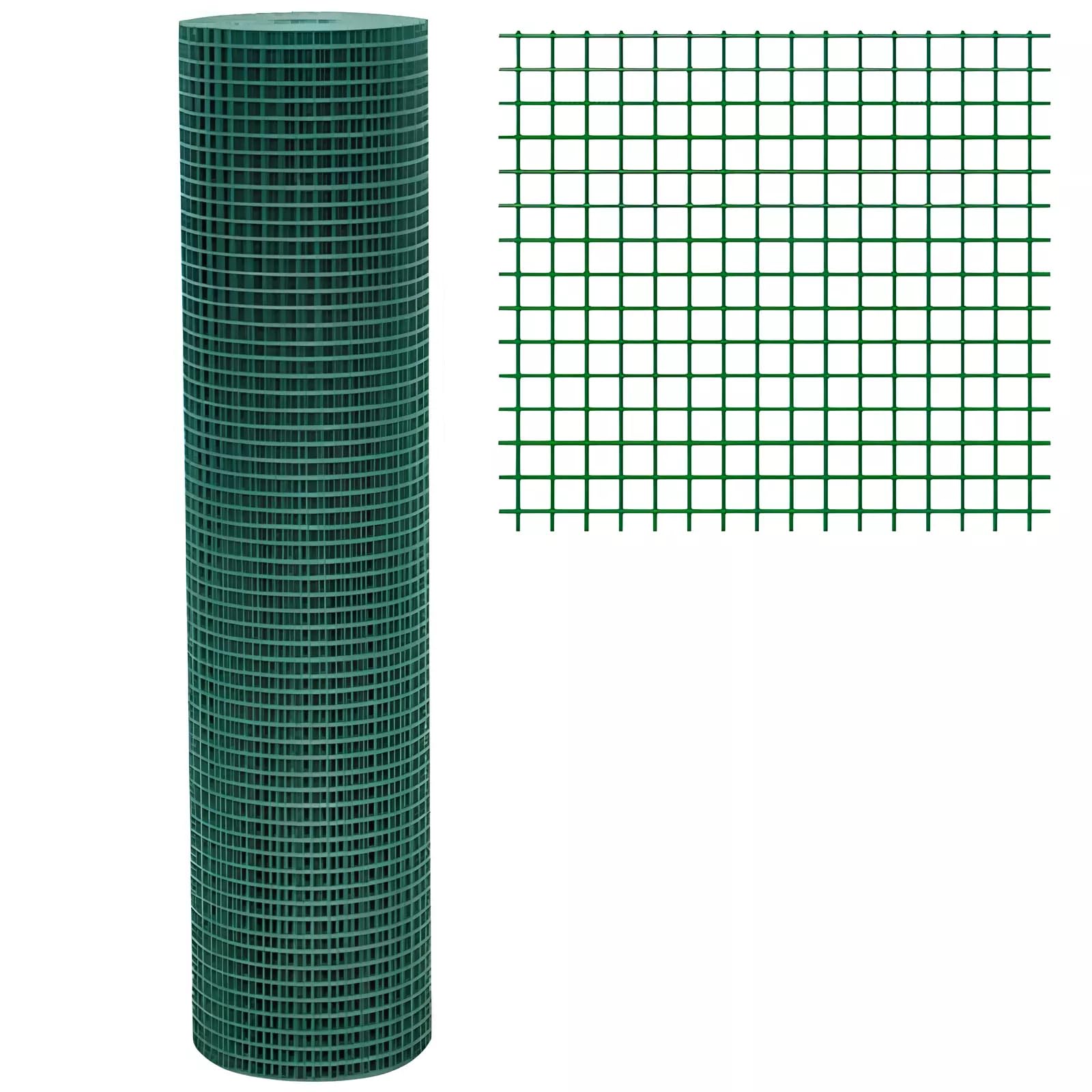 Rete Metallica Plastificata per Recinzione 50/60/80/100/120/150 cm Elettrosaldata Rivestita in PVC Verde Rotolo 25 MT per Recinzioni da Giardino,Animali,Piante Maglia 12,7x12,7 mm (100 cm)