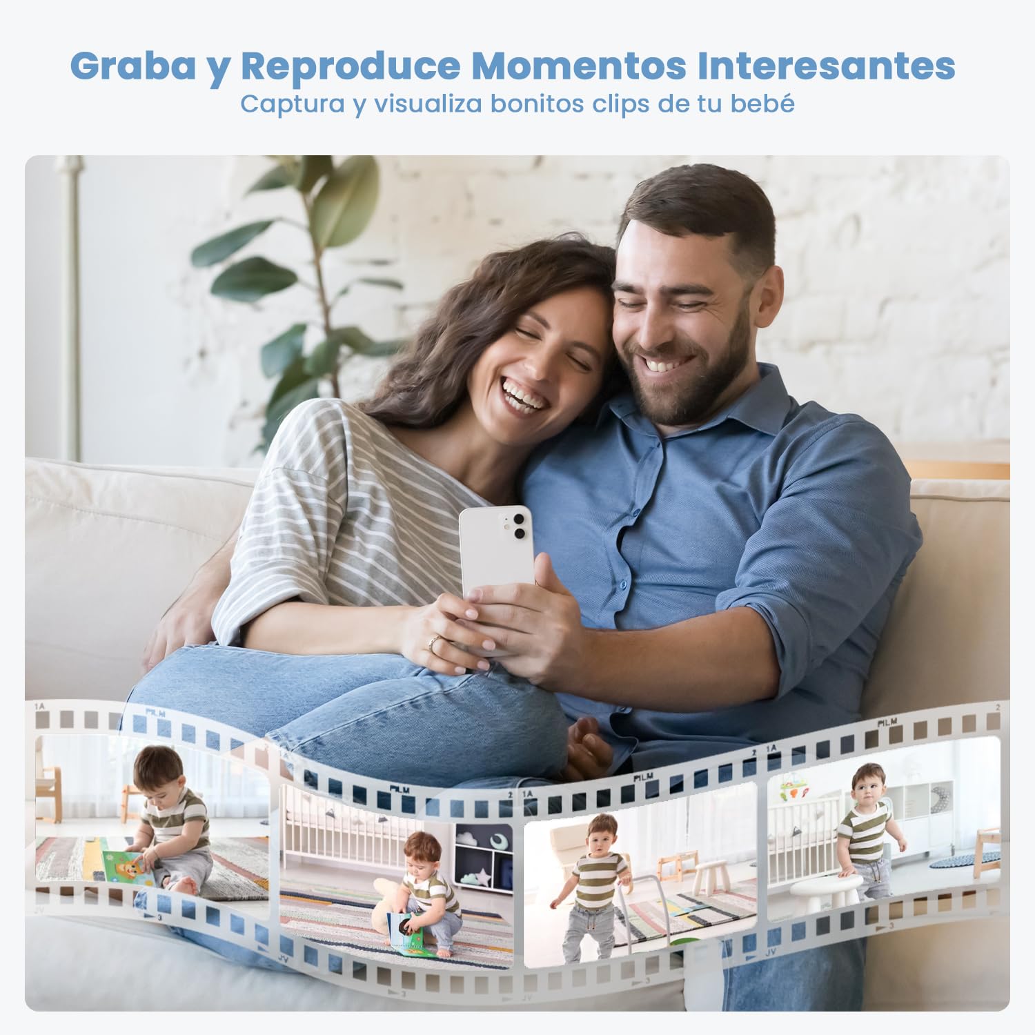 ieGeek 5” 2K/3MP Camara Vigilancia Bebe, 360° Vigilabebes con Camara con 5” Pantalla Dividible, Monitor con Audio 2 Vías, Automatic Tracking, Area Detection, Deteccion Ruido,Vox, para Recien Nacido