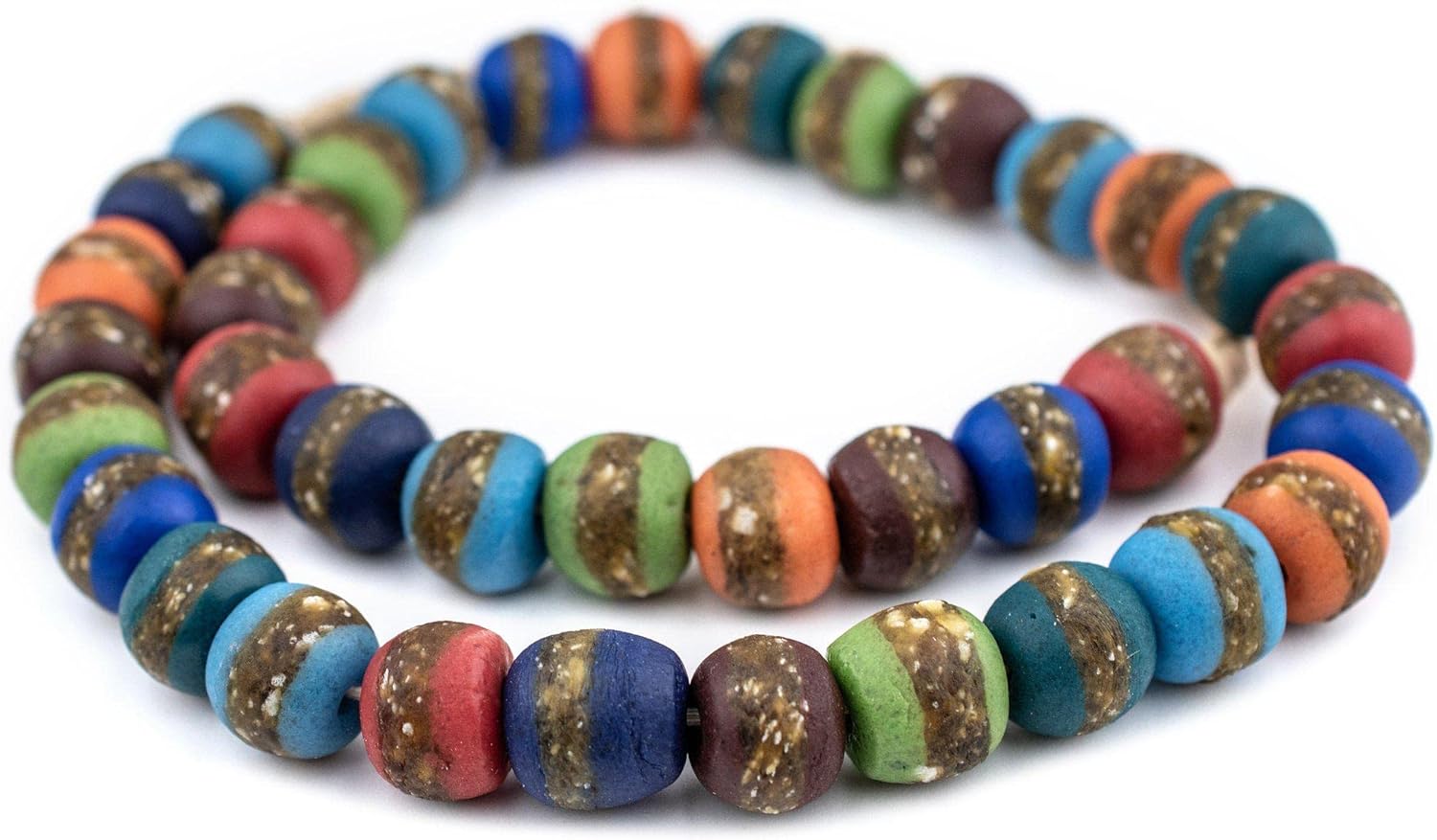The Bead Chest African Kente Beads - Full Strand of Krobo Glass Beads (Medley)