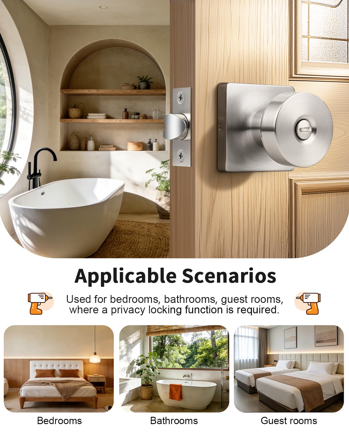 Probrico Keyless Door Knobs - Privacy Locks -2