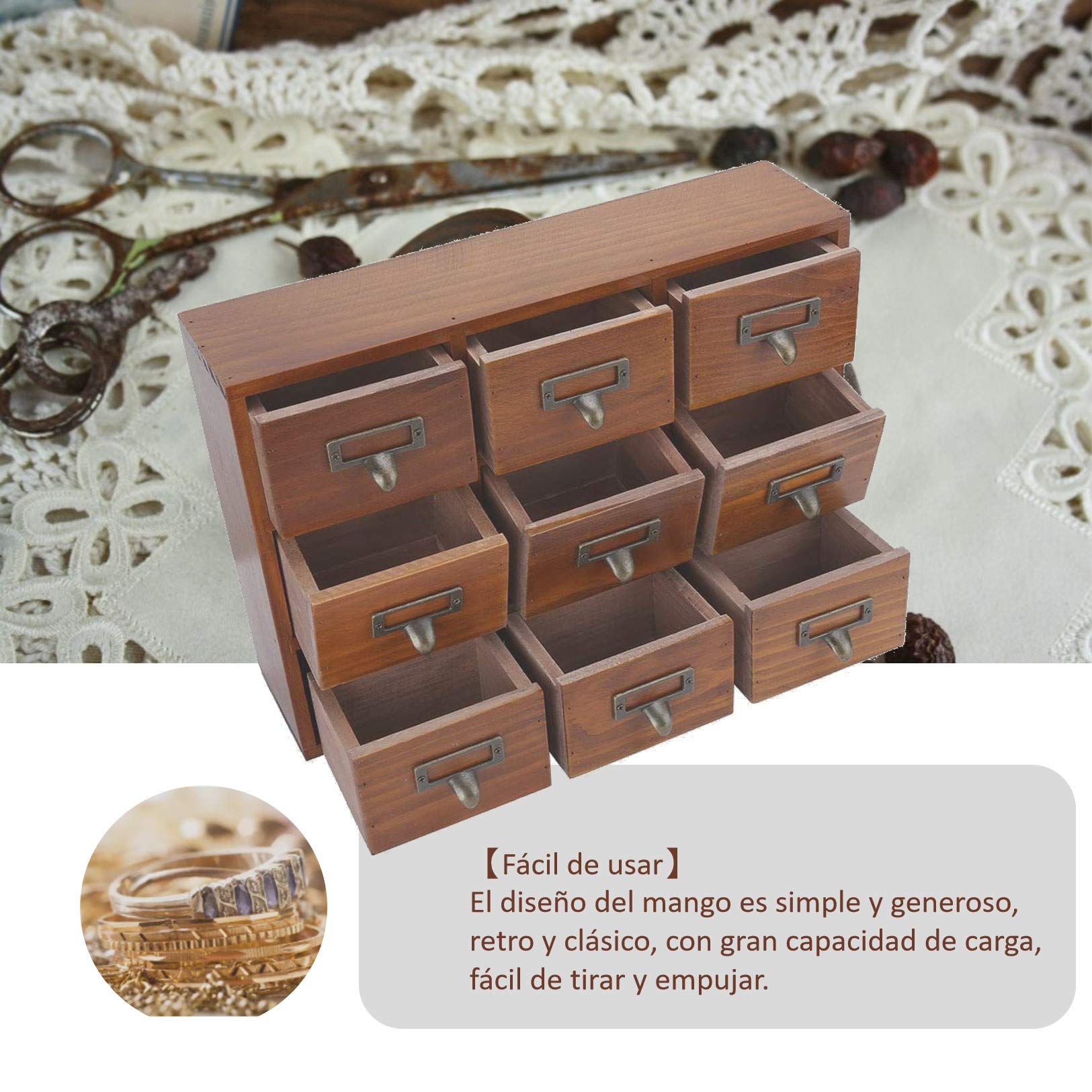 Qiilu boîte à bijoux à tiroir vintage Boîte à bijoux en bois Vintage 4 couches tiroir grande Qiilu boîte à bijoux à tiroir vintage Boîte à bijoux en bois Vintage 4 couches tiroir grande