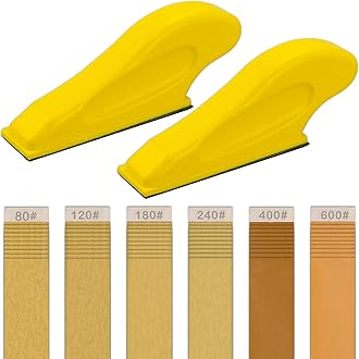 Finger Sander for Crafts, 2 Pack Mini Micro Gator Sander for Crafts with 60 Sheets 3.5 x 1 Inch Sandpaper 80 120 180 240 400 600 Grit Sanding for DIY Wood Finishing Tight Narrow Polishing