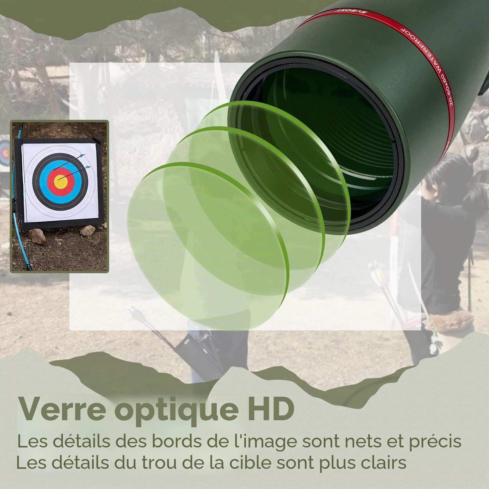 Svbony SA412 Longue-Vue 20-60x80mm, HD FMC Longue-Vue avec 1.25” Oculaire, avec SV146 Trépied de Bureau Ajustable Adaptateur de Téléphone Télécommande, pour Tir à la Cible Chasse