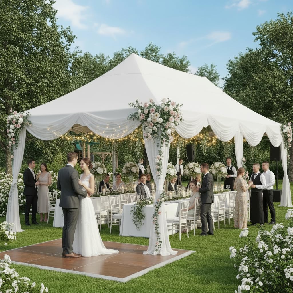 HOTEEL Gazebo 3x6 Impermeabile Pieghevole, Con 6 Pannelli Laterali, Uv 50+, Telaio Spesso, One-Touch Pop Up Gazebo con Sacca Portaoggetti, Per Matrimoni, Spiagge, Feste, Giardino (Bianco)