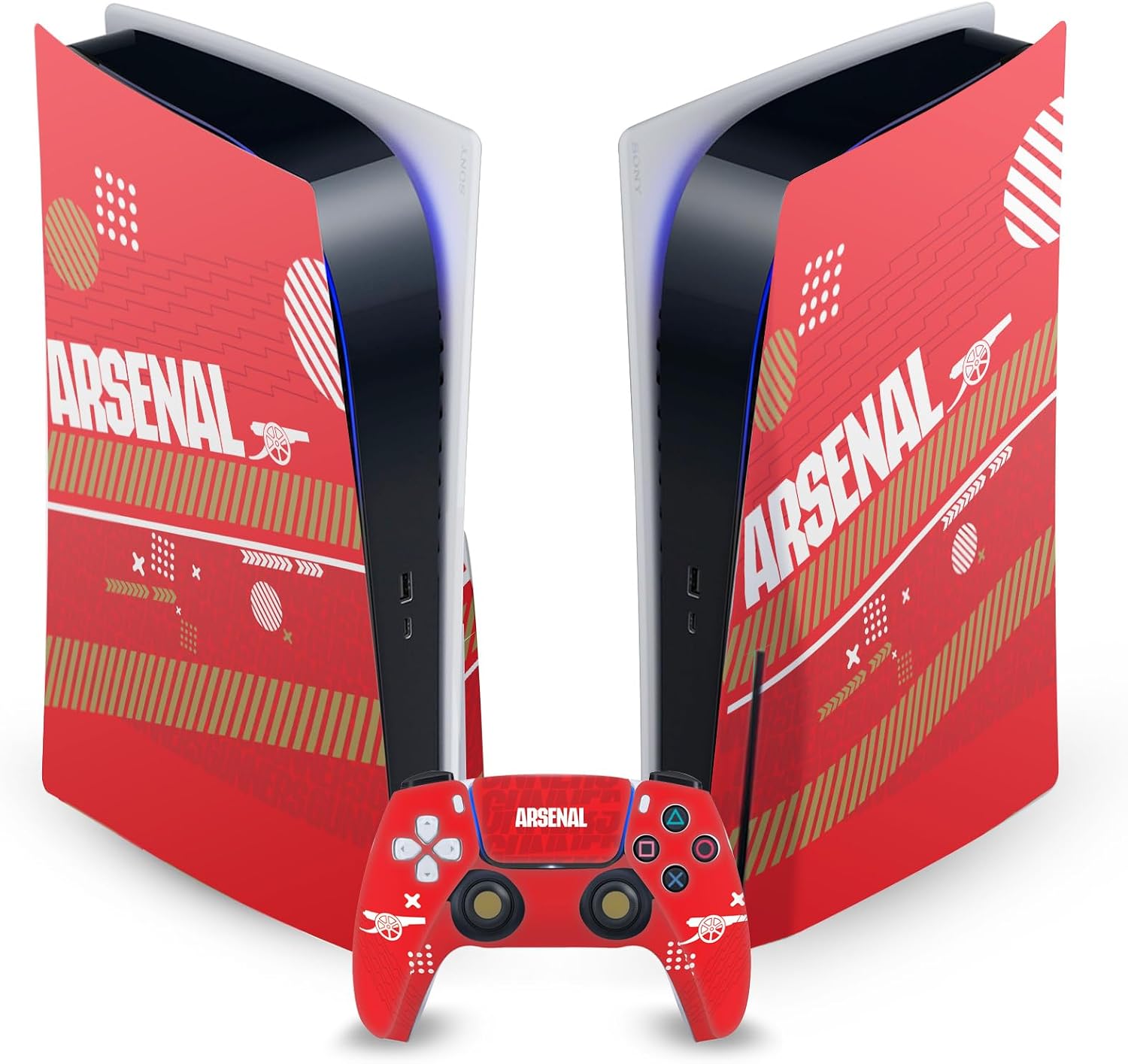 Head Case Designs Officially Licensed Arsenal FC Red and Gold Logos Vinyl Faceplate Sticker Gaming Skin Decal Cover Compatible with Sony PlayStation 5 PS5 Disc Edition Console & DualSense Controller