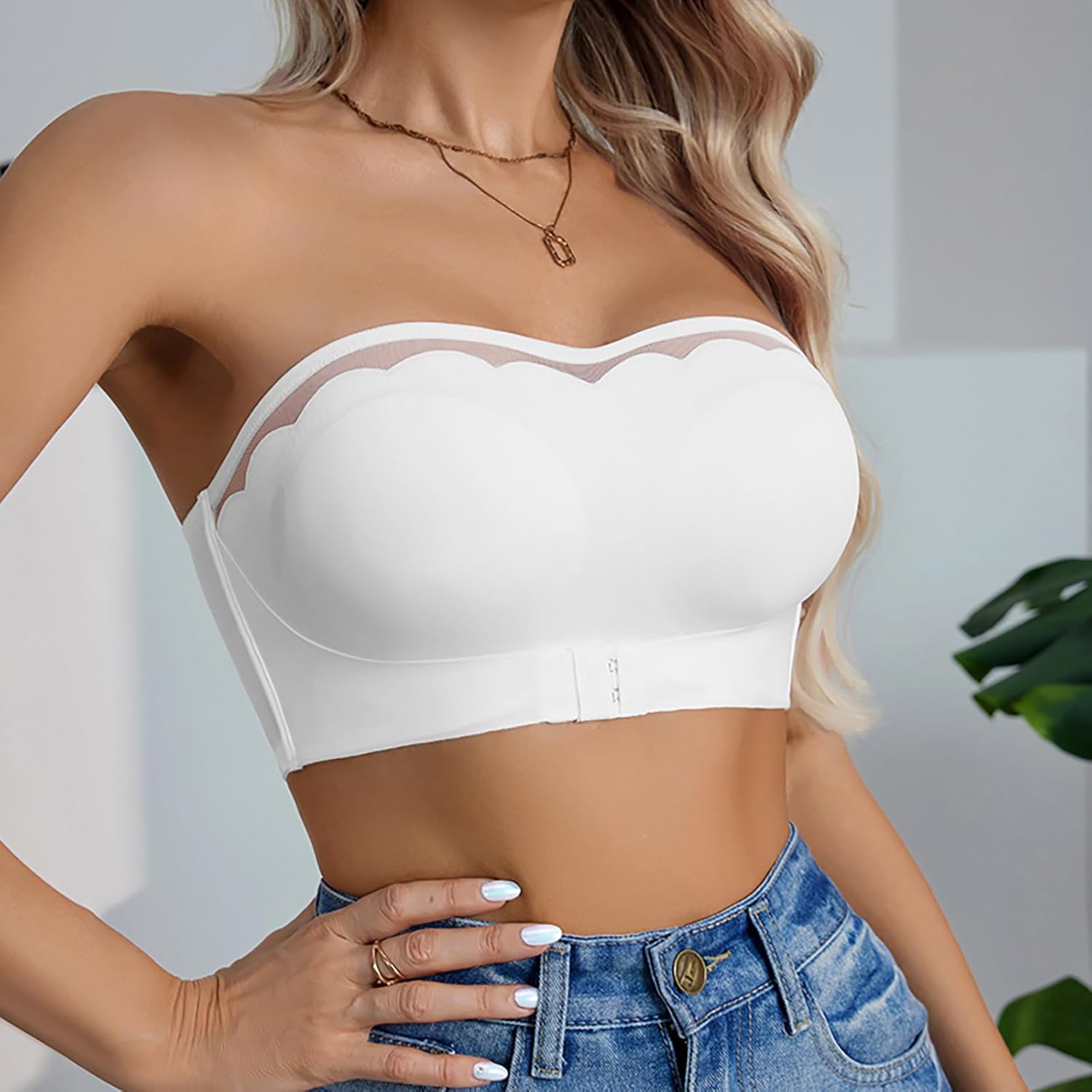 Strapless Bras for Women Seamless Padded Bandeau Bra One Piece Wireless Tube Top Bralette - Image 3