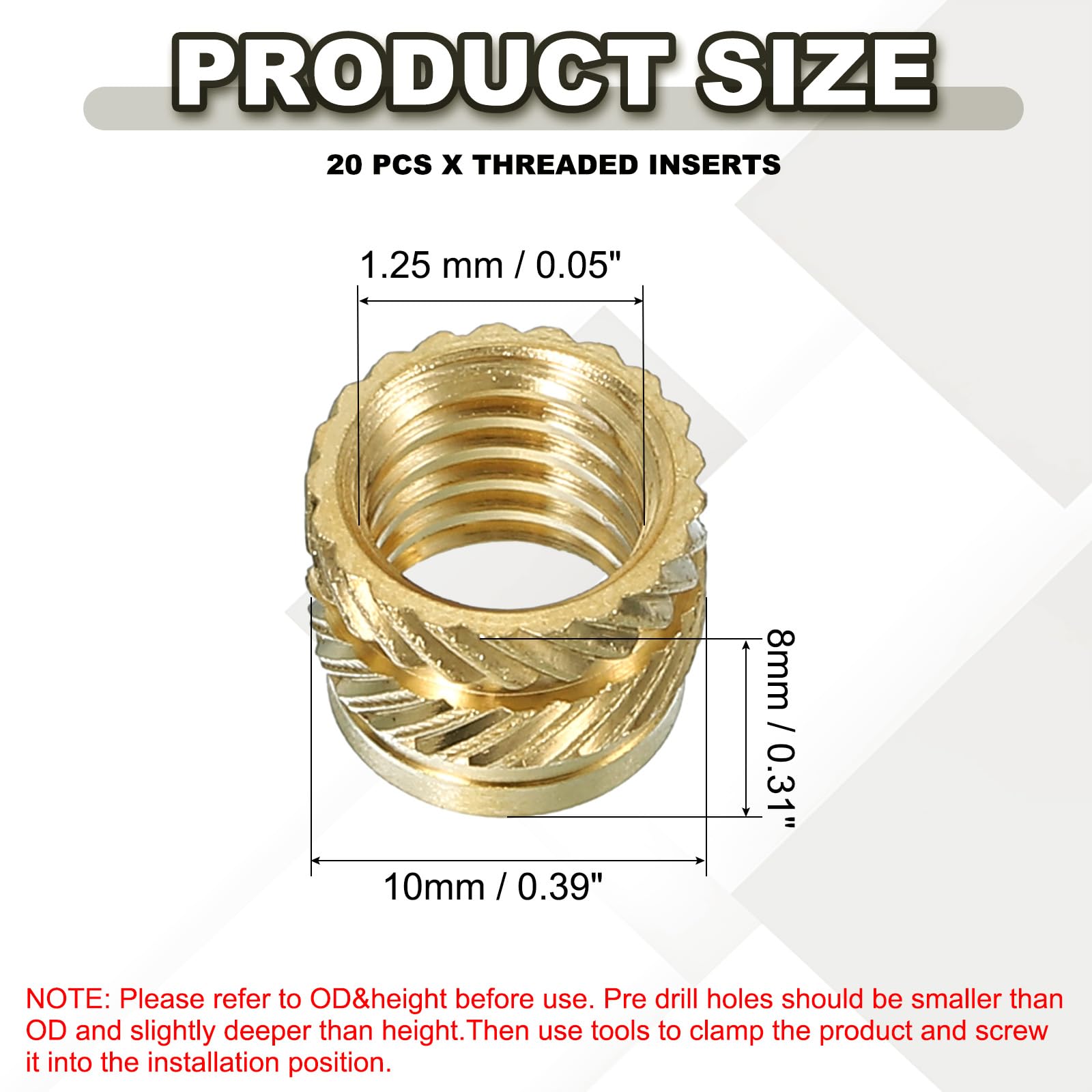 PATIKIL M8 Threaded Inserts M8x8x10mm - Image 2
