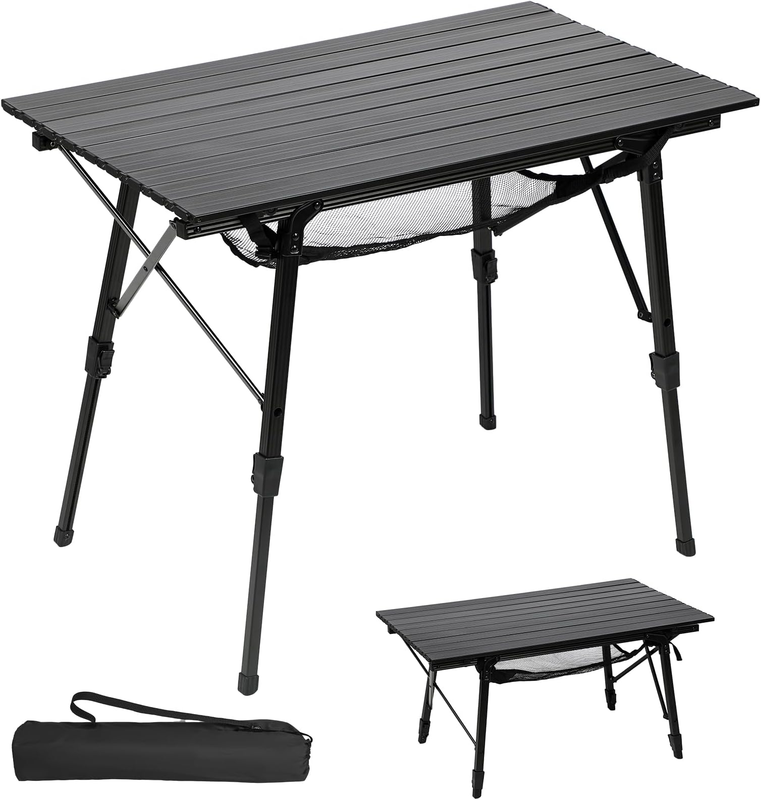 Portal Camping Tables That Fold up 90×53cm Picnic Table Folding Portable with Height Adjustable Legs Collapsible 3ft Aluminium Rollup Outdoor Lightweight Foldable for Beach Fishing Garden BBQ