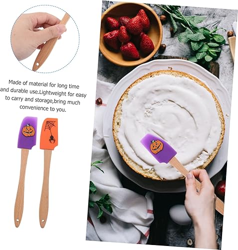 Miniatura 2 de Raspador de silicona, 2 piezas, raspador de Halloween, utensilios de cocina, espátula de madera para hornear de calabaza para niños