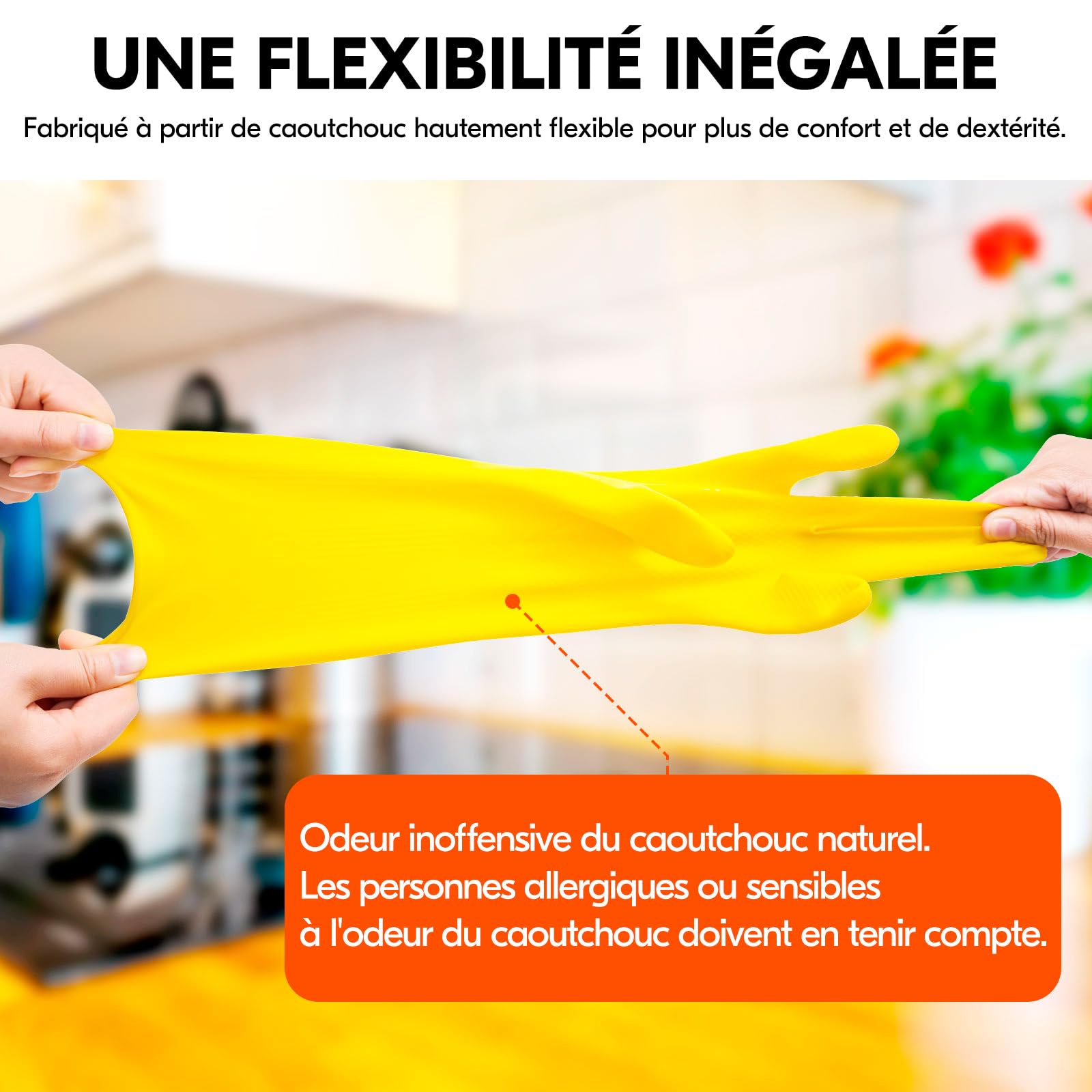 VGO... Gants de Nettoyage Ménagers Réutilisables, Gants de Vaisselle en Caoutchouc, Epaisseur Supplémentaire, Manches Longues (HH4601)