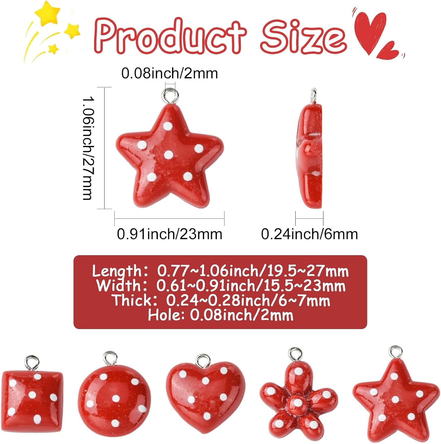 Leaf Animal Bell Pepper Teardrop Polka Dot Resin Charms for DIY Jewelry, Bracelet, Necklace, Earring, Craft Decor image 2