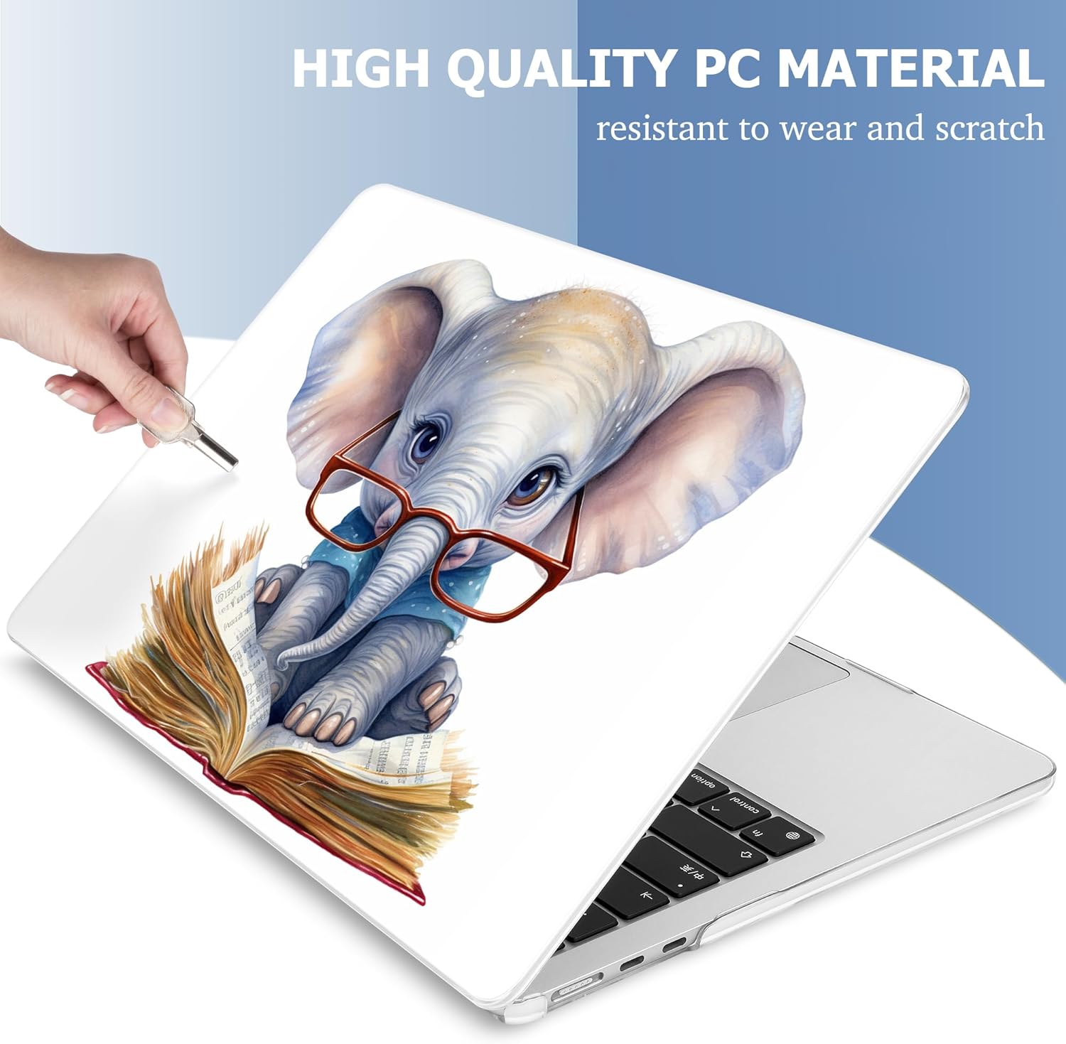 Mektron Compatible with M4 MacBook Air 15 inch Case 2025 A3241 2024 2023 M3 A3114 A2941 M2 Liquid Retina Display Touch ID, Plastic Hard Case & Keyboard Skin & Screen Protector - Cute Elephant C341 - Image 6