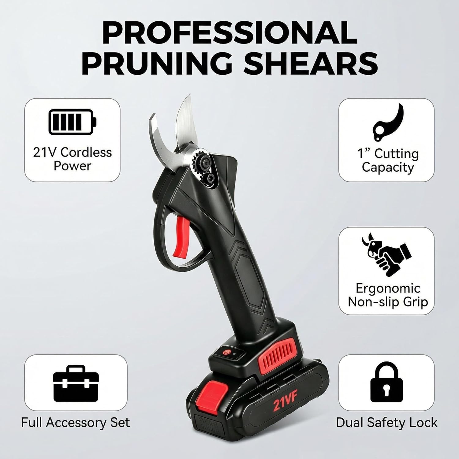 Wood Ranger Power Shears, Complete Handheld Pruning Shears Set Including 2 Rechargeable Batteries and 2 Blades, Ideal for Yard Work, Lawn Care, and Trimming Branches and Hedges