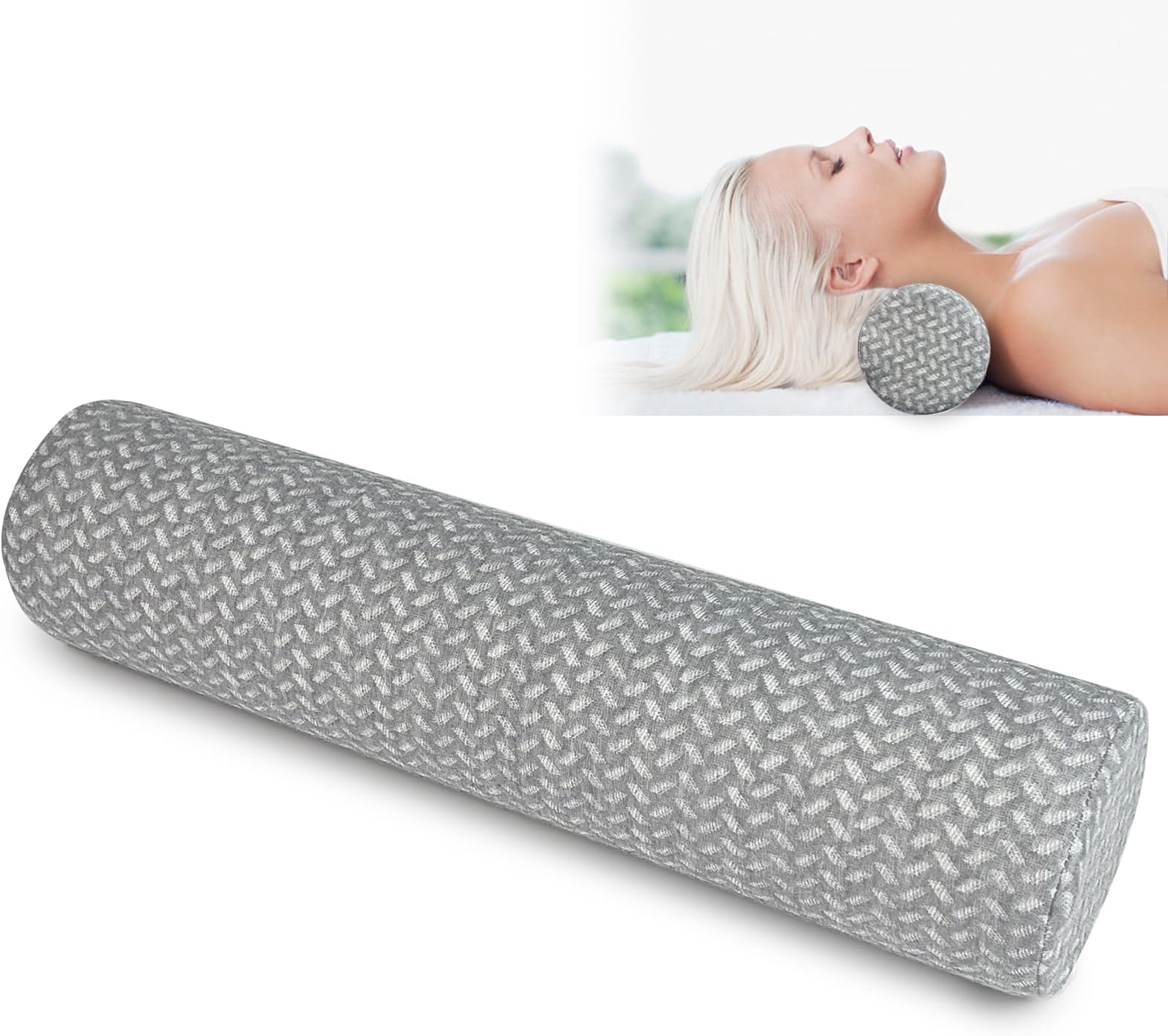 2 Pieces Neck Roll Pillows for Sleeping Bolster Cervical Pillow Memory Foam Roll