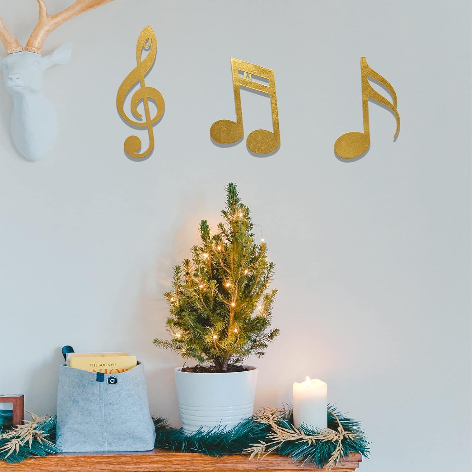 wotieuns Metal Music Note Wall Decor Treble Clef Music Wall Art Golden 3 Piece Set - Image 5