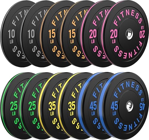 Miniatura 33 de Discos de peso olímpicos de 2 pulgadas y caucho para barras, discos para gimnasio en casa, entrenamiento de fuerza y levantamiento de pesas, 10 a