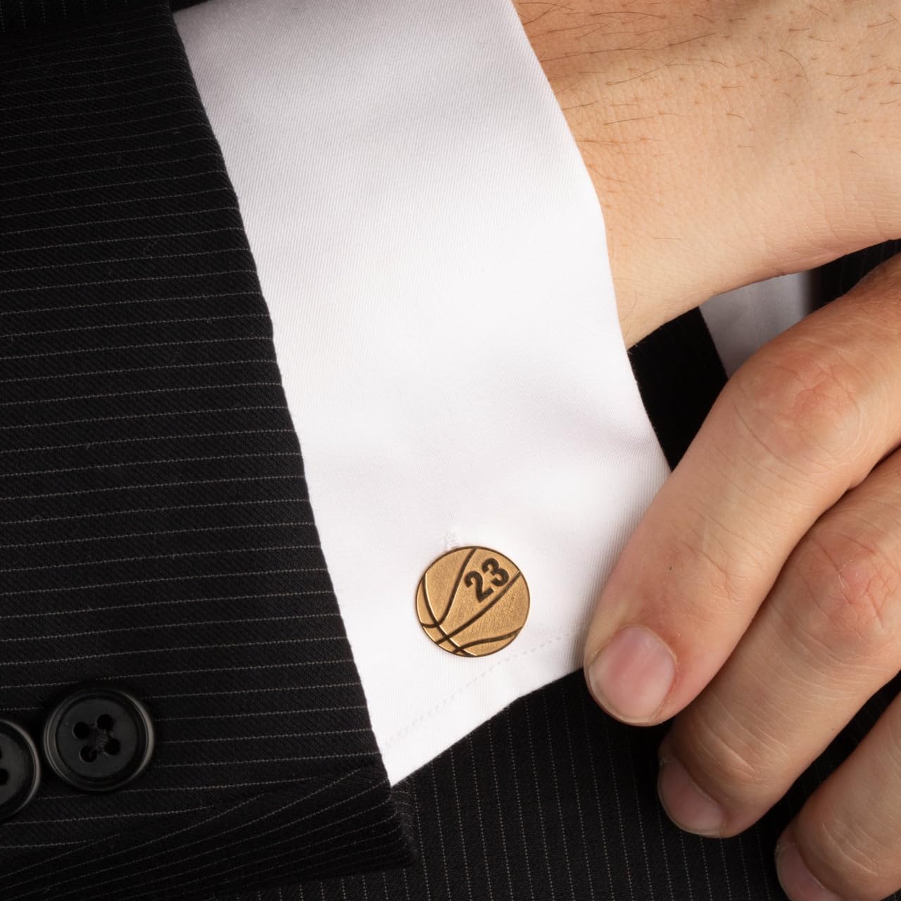 Certified 14k Yellow Gold Personalized Engraved Basketball Cufflinks Custom 2 Numbers