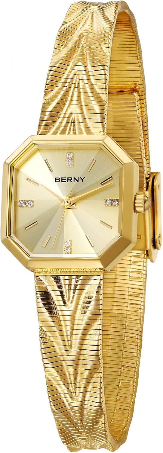 BERNY Vintage Gold Watches for Women, Octagonal Dainty...