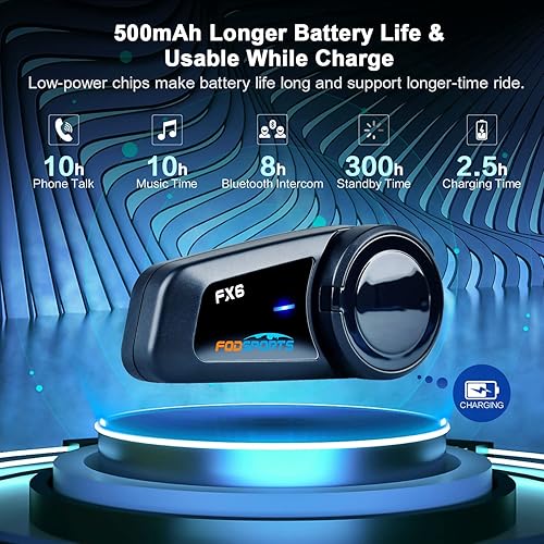 Miniatura 5 de Casco de motocicleta sistemas de comunicación Fodsports FX6 Group Auriculares Bluetooth para motocicleta para 6 ciclistas intercomunicador universal