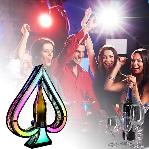 Presentador de botella de champán de 7 colores Ace of Spades, con control remoto, pantalla de botella de vino brillante ajustable, estante de