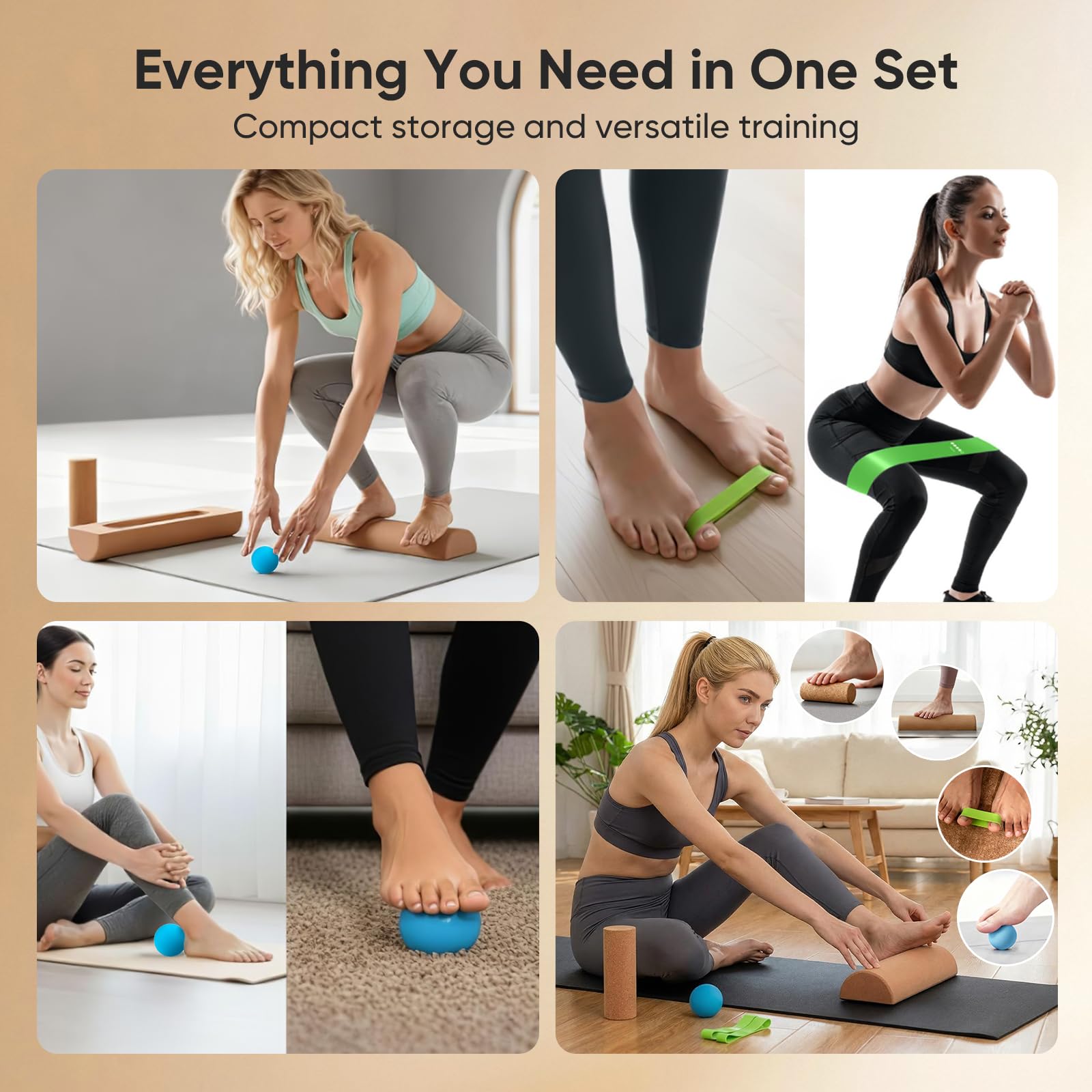 Tabla de Equilibrio Corcho, Corcho Pie Tabla de Equilibrio Set, Foot Balance Board, Tobillos Entrenador Cork, Entrenador Pies para Fortalecimiento para Casa, Oficina, Fisioterapia