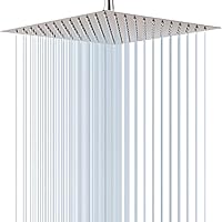 Vista 16 de GGStudy Cabezal de Ducha Cuadrado de Alta Presión de 12 Pulgadas, Cabezales de Ducha Grandes de Acero Inoxidable, Ducha de Baño de Lluvia Ultra Negro