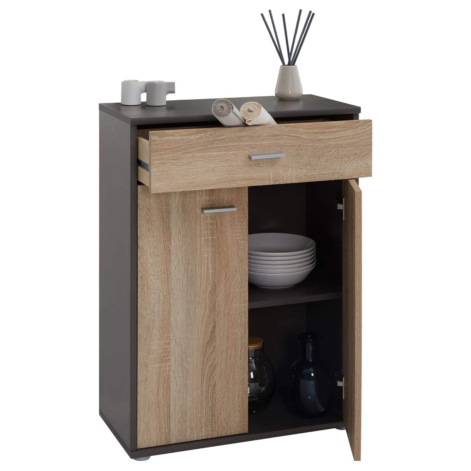 IDIMEX Buffet Salle à Manger Calais L 60 cm Coloris chêne Sonoma avec 2 Portes bahut Bas Meuble de Rangement Style Moderne Commode vaisselier 60 x 84 x 30 cm