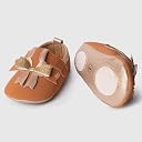 toothless Sweet Bow Baby Shoes Adorable Soft Sole First Walkers for Infants | Skin Friendly & Comfortable Booties | Lightweight Anti-Slip First Walking Shoes for Summer | 6-9 Months Tan gallery image