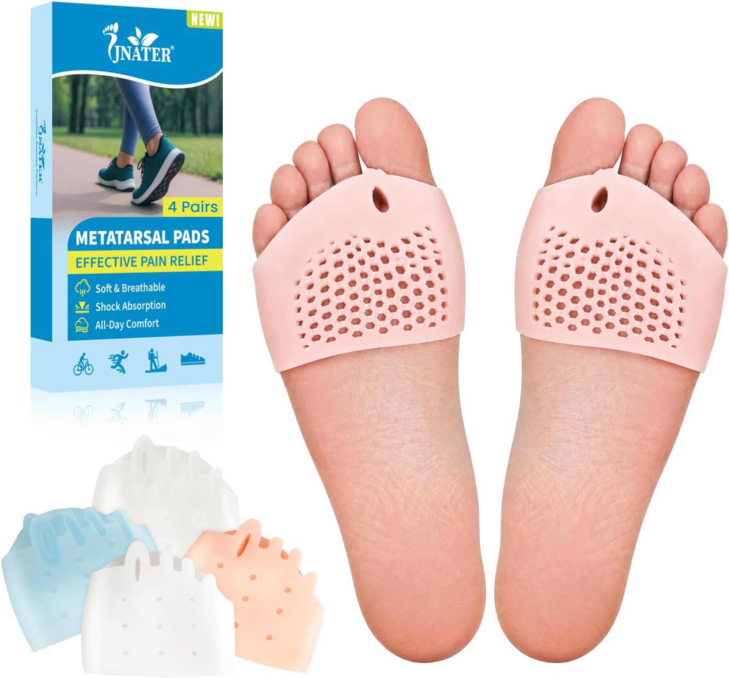 Toe Separators & Metatarsal Pads for WomenMen, 8 Pcs Gel Toe Spacers
