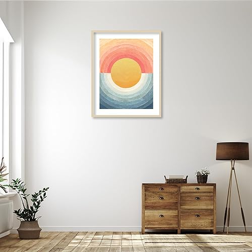 Miniatura 4 de Amanti Art Framed Wall Art Print 41x33 Retro Vibes Abstract Sun by Danhui Nai, Abstract Wall Art, Mid Century Modern Decor, X-Large Poster Painting
