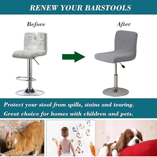 Miniatura 5 de HFCNMY - Fundas para taburete de bar con respaldos, paquete de 4 fundas elásticas para taburete de bar, fundas para taburete de bar de jacquard,