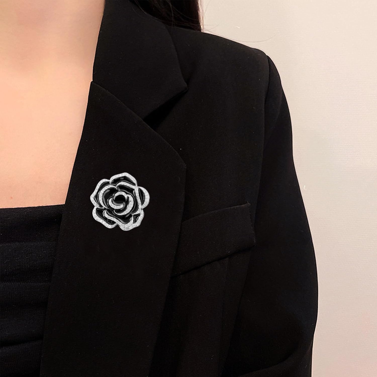 Luxury Enamel Crystal Big Rose Flower Brooch Pin for Women image 2
