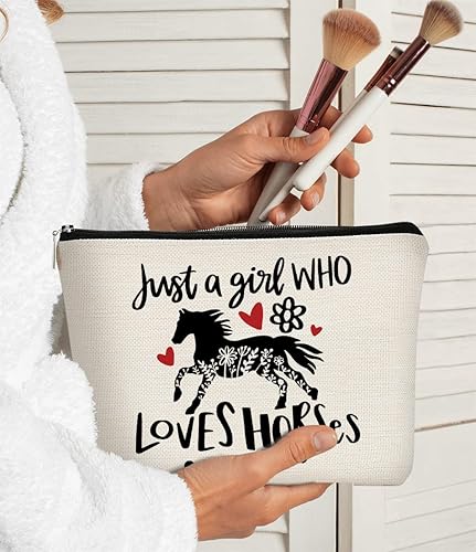 Miniatura 2 de BARPERY Just a Girl Who Loves Horses Flower Western - Bolsa de cosméticos para maquillaje, la mejor idea de regalo para amantes de los caballos,